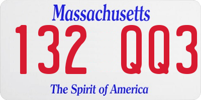 MA license plate 132QQ3