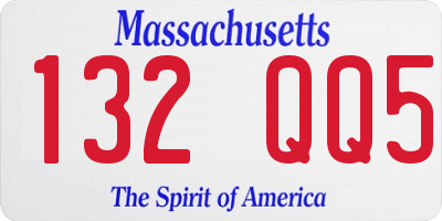 MA license plate 132QQ5