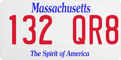 MA license plate 132QR8