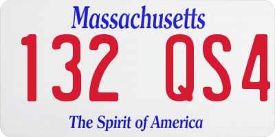 MA license plate 132QS4