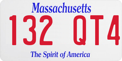 MA license plate 132QT4
