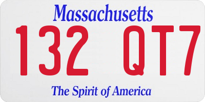 MA license plate 132QT7