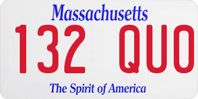 MA license plate 132QU0