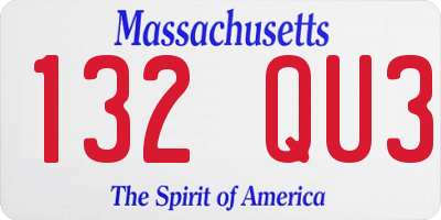 MA license plate 132QU3