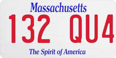 MA license plate 132QU4