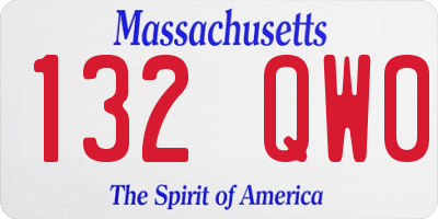 MA license plate 132QW0
