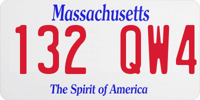MA license plate 132QW4