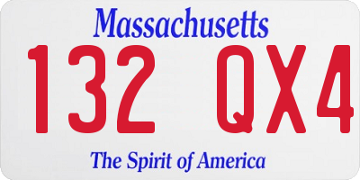 MA license plate 132QX4