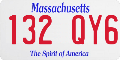 MA license plate 132QY6