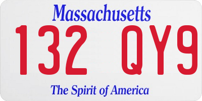 MA license plate 132QY9