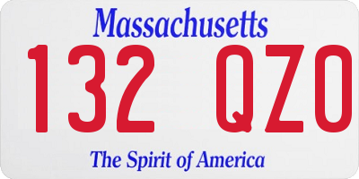 MA license plate 132QZ0