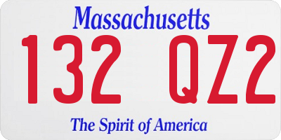 MA license plate 132QZ2