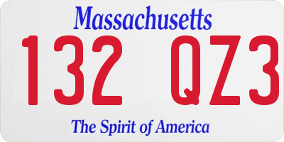 MA license plate 132QZ3