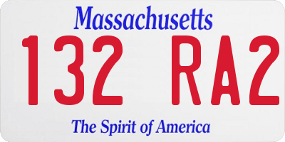 MA license plate 132RA2