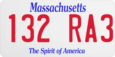 MA license plate 132RA3