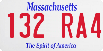 MA license plate 132RA4