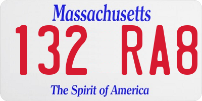 MA license plate 132RA8