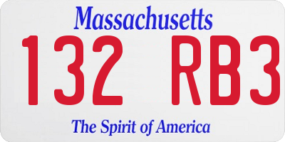 MA license plate 132RB3