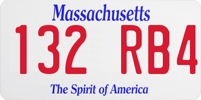 MA license plate 132RB4