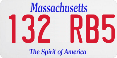 MA license plate 132RB5