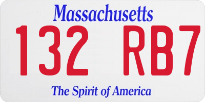 MA license plate 132RB7