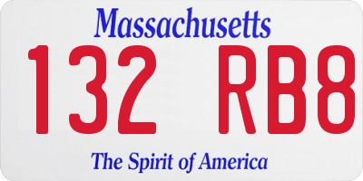 MA license plate 132RB8