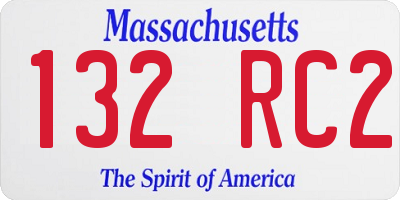MA license plate 132RC2