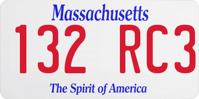 MA license plate 132RC3