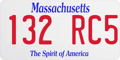 MA license plate 132RC5