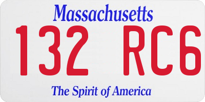 MA license plate 132RC6