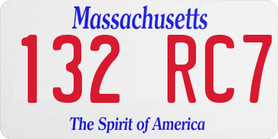 MA license plate 132RC7
