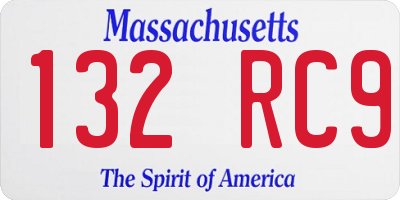 MA license plate 132RC9