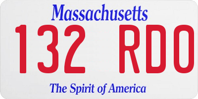 MA license plate 132RD0