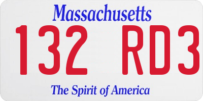 MA license plate 132RD3