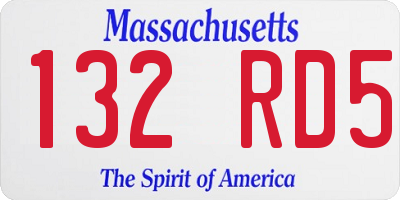 MA license plate 132RD5