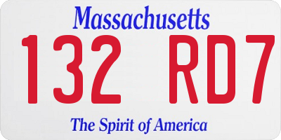 MA license plate 132RD7
