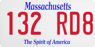 MA license plate 132RD8
