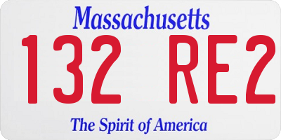 MA license plate 132RE2
