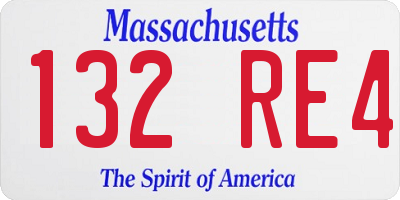 MA license plate 132RE4