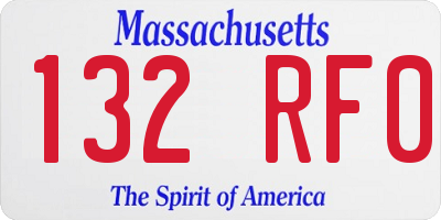 MA license plate 132RF0