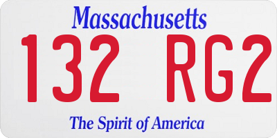 MA license plate 132RG2