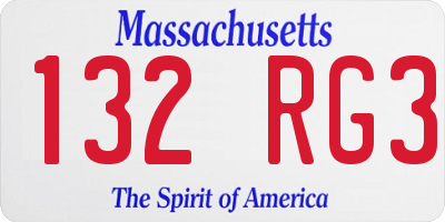 MA license plate 132RG3