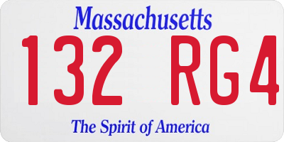 MA license plate 132RG4