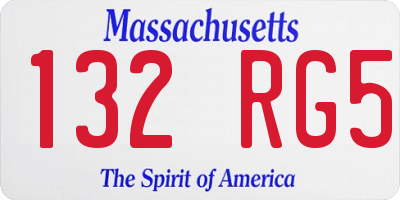 MA license plate 132RG5