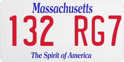 MA license plate 132RG7