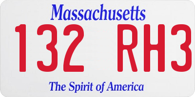 MA license plate 132RH3
