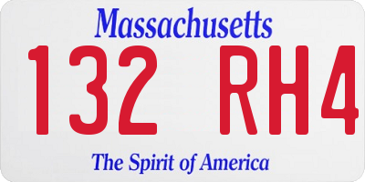 MA license plate 132RH4