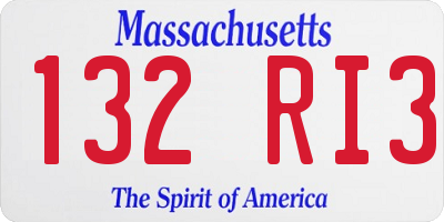 MA license plate 132RI3