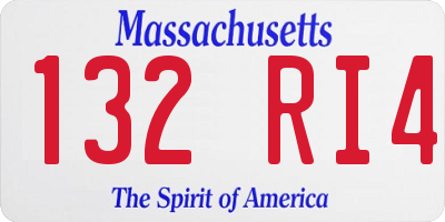 MA license plate 132RI4