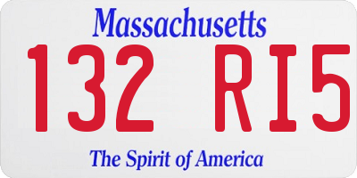 MA license plate 132RI5
